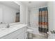 Bathroom with white subway tile and quartz countertop at 22103 Blazing Star Run, Land O Lakes, FL 34637