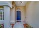 Dark blue front door with a decorative glass window at 11607 Branch Mooring Dr, Tampa, FL 33635