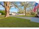 Landscaped front yard with large tree and walkway at 12918 Cambridge Ave, Tampa, FL 33624