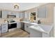Modern kitchen featuring stainless steel appliances and gray cabinets at 12918 Cambridge Ave, Tampa, FL 33624