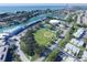 Aerial view highlighting property's location near beach and other amenities at 158 Sun Isle Cir, Treasure Island, FL 33706