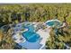 Aerial view of resort-style pool with two pools and a slide at 16877 Red Brick Ln, Land O Lakes, FL 34638