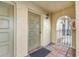 Charming condo entrance featuring a textured front door, tiled floor, and covered entryway at 6262 142Nd N Ave # 603, Clearwater, FL 33760
