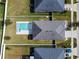 Aerial view of house and private pool in backyard at 12332 Prairie Valley Ln, Riverview, FL 33579