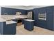 Modern kitchen with blue cabinetry and stainless steel appliances at 12632 Oak Hollow Ct, Dade City, FL 33525