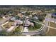 Aerial view of a beautiful single-Gathering home in a residential neighborhood outlined in white at 335 Palmdale Dr, Oldsmar, FL 34677