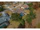Aerial view of house with a pool in a residential neighborhood at 5052 Florentine Ct, Spring Hill, FL 34608