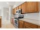 Kitchen with wood cabinets, stainless steel appliances, and tile backsplash at 5332 Nutcracker Cir, Land O Lakes, FL 34639