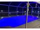 Blue-lit pool at night under a screened enclosure at 1301 Horsemint Ln, Wesley Chapel, FL 33543