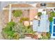 Overhead view of house and backyard, near the street at 604 Pennsylvania Ave, Crystal Beach, FL 34681