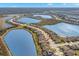 Aerial view showcasing lakefront property in a quiet community at 17209 Polo Trl, Bradenton, FL 34211