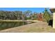 Serene pond view with mature trees and grassy banks at 2933 Jacob Crossing Ln, Holiday, FL 34691