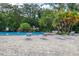 Community pool with lounge chairs and palm trees at 7124 Waterside Dr # 7124, Tampa, FL 33617