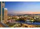 Panoramic city and water views at sunset from balcony at 777 N Ashley Dr # 2503, Tampa, FL 33602