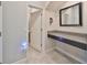 Small bathroom with granite countertop and vanity at 9608 Ivory Dr, Ruskin, FL 33573