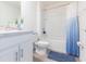 Clean bathroom with a tub shower combination and updated vanity at 1024 Golden Shiner Ave, Ruskin, FL 33570