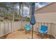 Private patio with two folding chairs and umbrella at 20 Sylvia Pl, Oldsmar, FL 34677