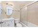 Clean bathroom with a shower/tub combo and white vanity at 4918 Cresthill Dr, Tampa, FL 33615