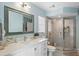 Bright bathroom with walk-in shower and updated vanity at 5801 Leeland S St, St Petersburg, FL 33715