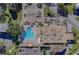 Aerial view of community pool and building at 2363 Israeli Dr # 61, Clearwater, FL 33763