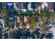 Bird's-eye view of houses, some with pools, showcasing the suburban layout and neighborhood at 3107 W Palmira Ave, Tampa, FL 33629