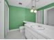 Bathroom with green walls and white vanity at 3201 Belmore Rd, Tampa, FL 33618