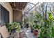 Relaxing screened porch with lush foliage and plenty of plant space at 3406 Waterbridge Dr, Tampa, FL 33618