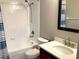 Clean bathroom with tub, shower, vanity, and mirror at 3863 Island Way, St Petersburg, FL 33705