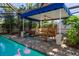 Relaxing poolside seating area under a covered patio at 1690 74Th N Ave, St Petersburg, FL 33702