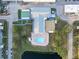 Aerial view showing community pool, tennis courts, and clubhouse at 1950 58Th N Ave # 9, St Petersburg, FL 33714