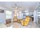 Cozy living room featuring vintage armchairs and a flat-screen TV at 37418 Hammond Dr, Zephyrhills, FL 33541