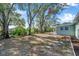 Large backyard with mature trees and canal view at 6629 Travis Blvd, Tampa, FL 33610