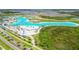 Aerial view of the community's expansive lagoon at 9114 Forge Breeze Loop, Wesley Chapel, FL 33545