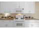 The kitchen features a stainless steel oven, microwave, and stone backsplash at 15555 Martinmeadow Dr, Lithia, FL 33547