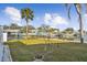 Spacious backyard with canal views, pool, and lush landscaping at 1897 Clearwater Harbor Dr, Largo, FL 33770