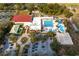 Aerial view showing community pool and water park at 403 Weeburn Rd, Temple Terrace, FL 33617