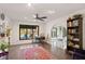 Dining area with a view of the backyard pool through a large window at 403 Weeburn Rd, Temple Terrace, FL 33617