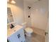 Modern bathroom with white subway tile and hexagon floor at 3546 Cheswick Dr, Holiday, FL 34691