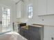 Kitchen features stylish gray cabinets and a door leading to the outdoor space at 870 29Th N Ave, St Petersburg, FL 33704