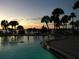 Community pool overlooking the ocean, lined with palm trees, lounge chairs, and a ladder to enter the pool at 100 Bluff View Dr # 401A, Belleair Bluffs, FL 33770