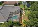 Screened pool and patio area with lush landscaping at 1257 Kings Way Ln, Tarpon Springs, FL 34688