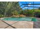 Inviting pool area with a waterfall feature and screened enclosure at 1257 Kings Way Ln, Tarpon Springs, FL 34688