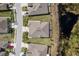 Directly above view of a house, illustrating its landscaping and position at 13387 Crest Lake Dr, Hudson, FL 34669