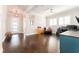 Home office with hardwood floors and built-in desk at 14015 Kingfisher Glen Dr, Lithia, FL 33547