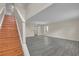 Wooden staircase leading to the second floor at 1703 Alhambra Crest Dr, Ruskin, FL 33570