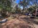 Side yard with debris and tires scattered on the ground at 26418 Dayflower Blvd, Wesley Chapel, FL 33544