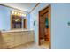 The primary bathroom includes a vanity, sink, and private shower area at 3841 Julie Dr, Wesley Chapel, FL 33543