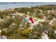 Aerial view showing home's location, neighborhood, and proximity to the water at 1061 Sedeeva St, Clearwater, FL 33755