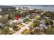 Aerial view showcasing the home's location and surrounding neighborhood at 1061 Sedeeva St, Clearwater, FL 33755