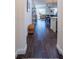 Inviting hallway features stylish dark wood-look tile flooring that leads into the main living area at 1708 Sunset Wind Loop, Oldsmar, FL 34677